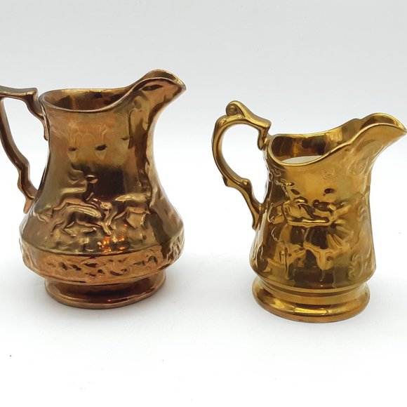 Pair of Small Gold Pitchers -By Wade Royal Victoria - Picture 4 of 11